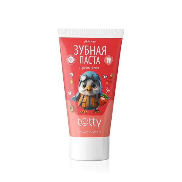 Детская зубная паста TOTTY с пробиотиком со вкусом клубники 3+